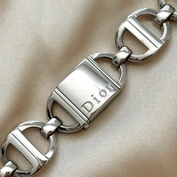 Dior Silver Link Bracelet Watch with Gold and Crystal Accent Bracelets - Picture 6 of 10